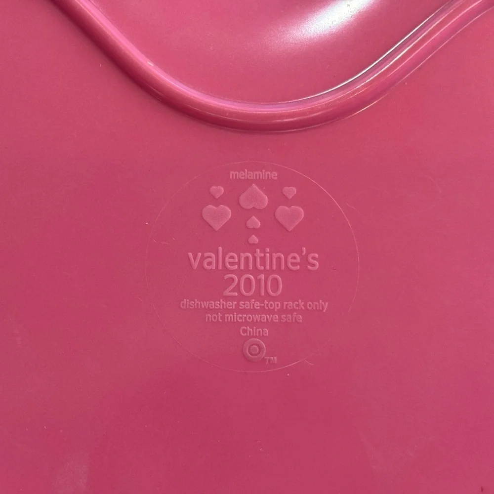 Vintage 2010 Target Pink‎ Glitter Heart-Shaped Melamine Plate